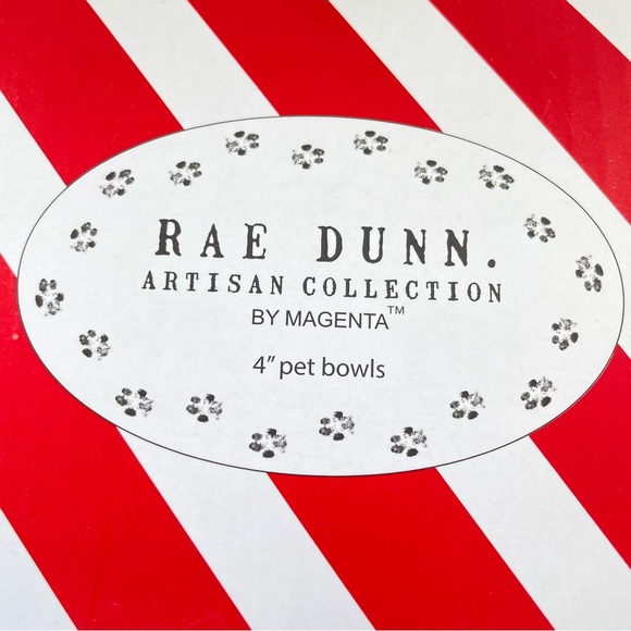 Rae Dunn Holly & Jolly Holiday 4" Pet Bowl Gift Set White w/Black Lettering NIB - Picture 6 of 6